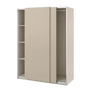 PAX / HASVIK wardrobe with sliding doors, grey-beige/grey-beige, Width 150 x Depth 66 x Height 201.2 cm