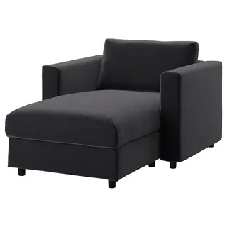VIMLE chaise longue, Djuparp dark grey, Width 111 x Depth 164 cm