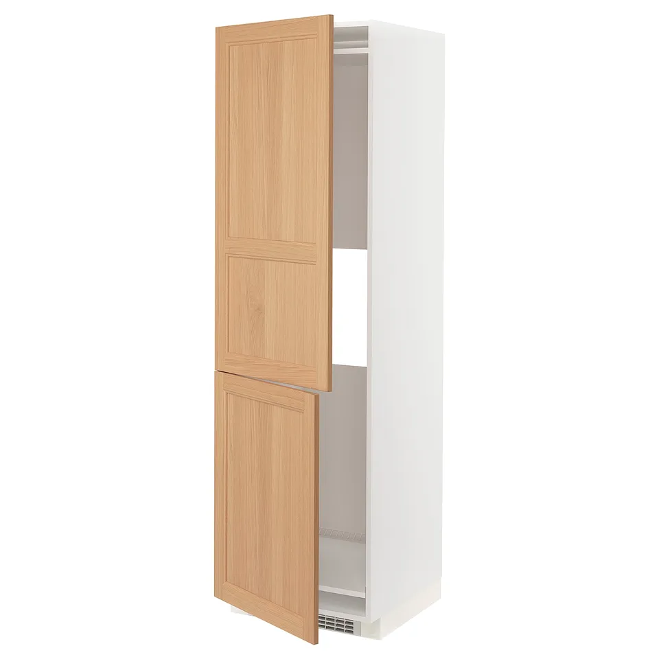 METOD kitchen cabinet, light wood, tall, rectangular, adjustable shelves.