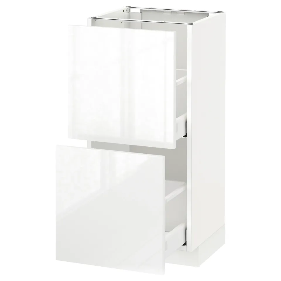 METOD kitchen unit: white, square, glossy, two doors and drawer.