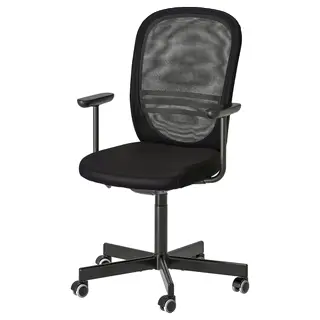FLINTAN office chair with armrests, black, Width 71 x Depth 71 cm