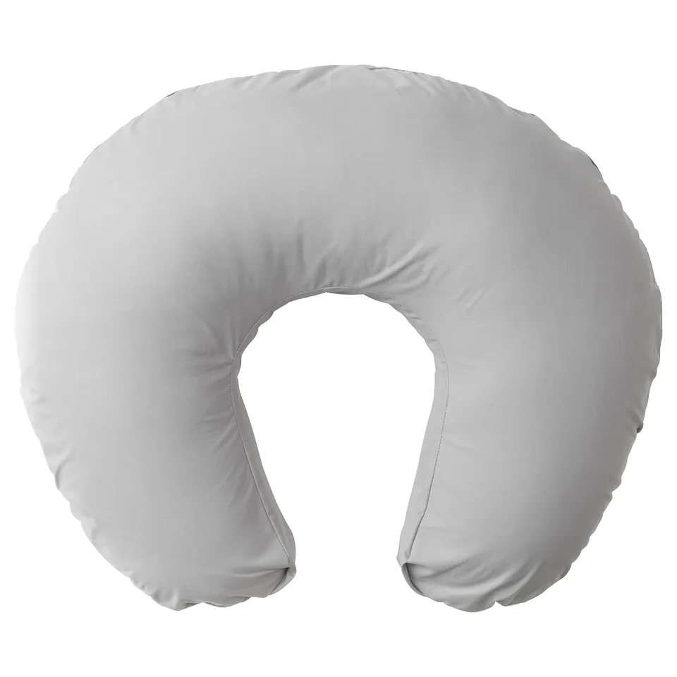 Grey u-shaped nursing pillow.