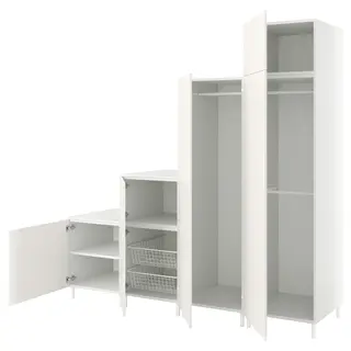 PLATSA wardrobe w 6 doors, white/Fonnes white, Width 240 x Depth 57 x Height 231 cm