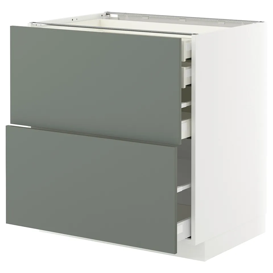 METOD kitchen unit in grey-green with two drawers and a cabinet, modern design.
