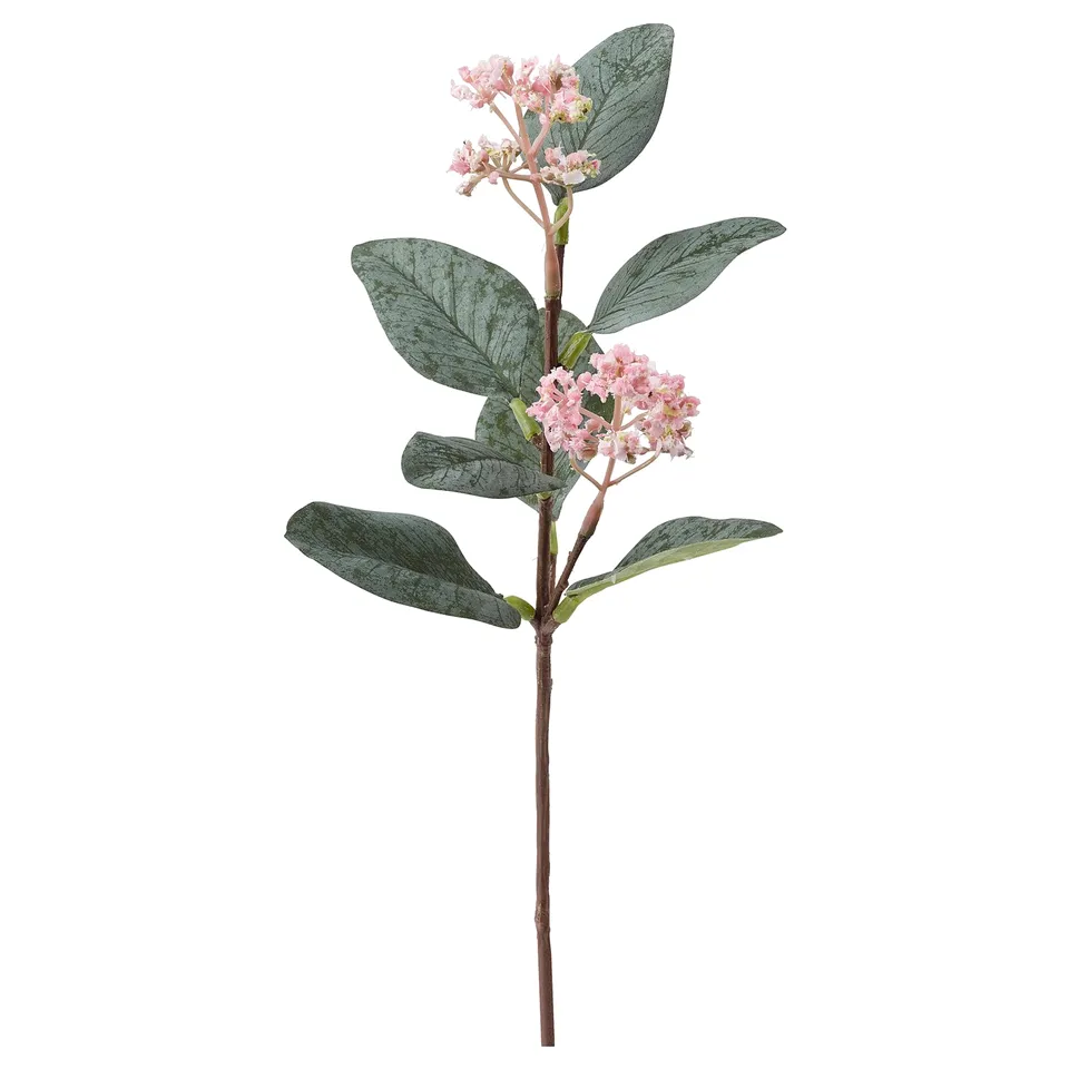 SMYCKA, pink artificial flowers on green stem, realistic design, made from recycled plastic.