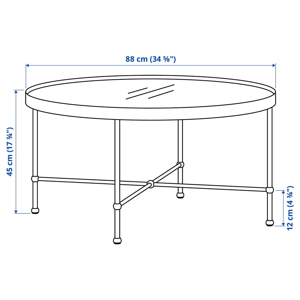 Illustration with measurements for the product: TORSJÖ.
