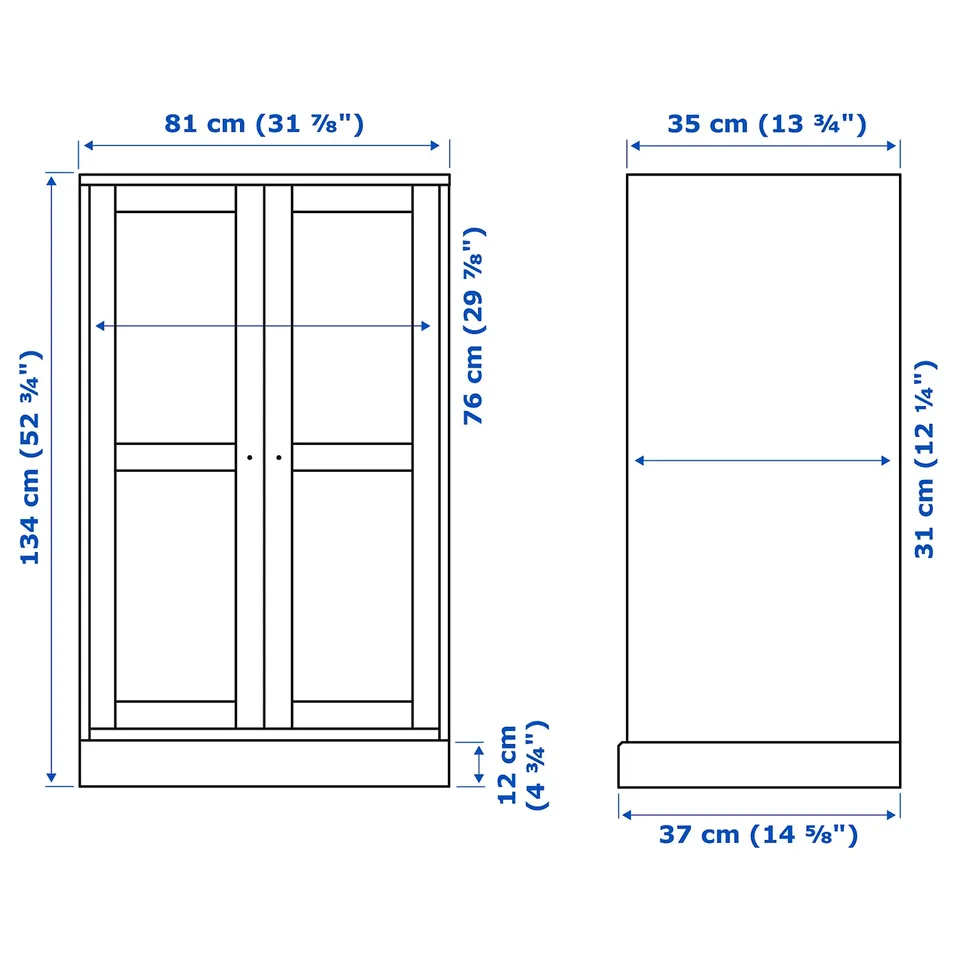 Illustration with measurements for the product: HAVSTA.