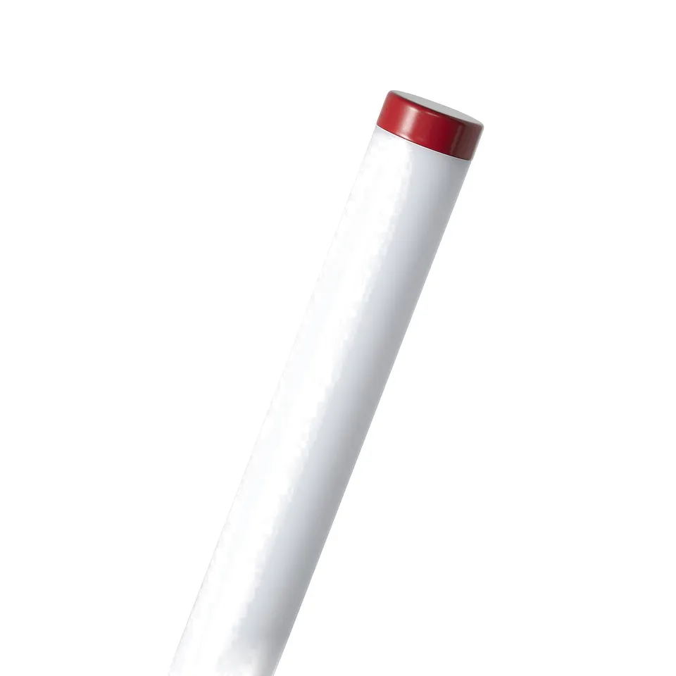Image depicts a quality, white cylindrical product with a vibrant red top, likely indicating durability and sleek design.