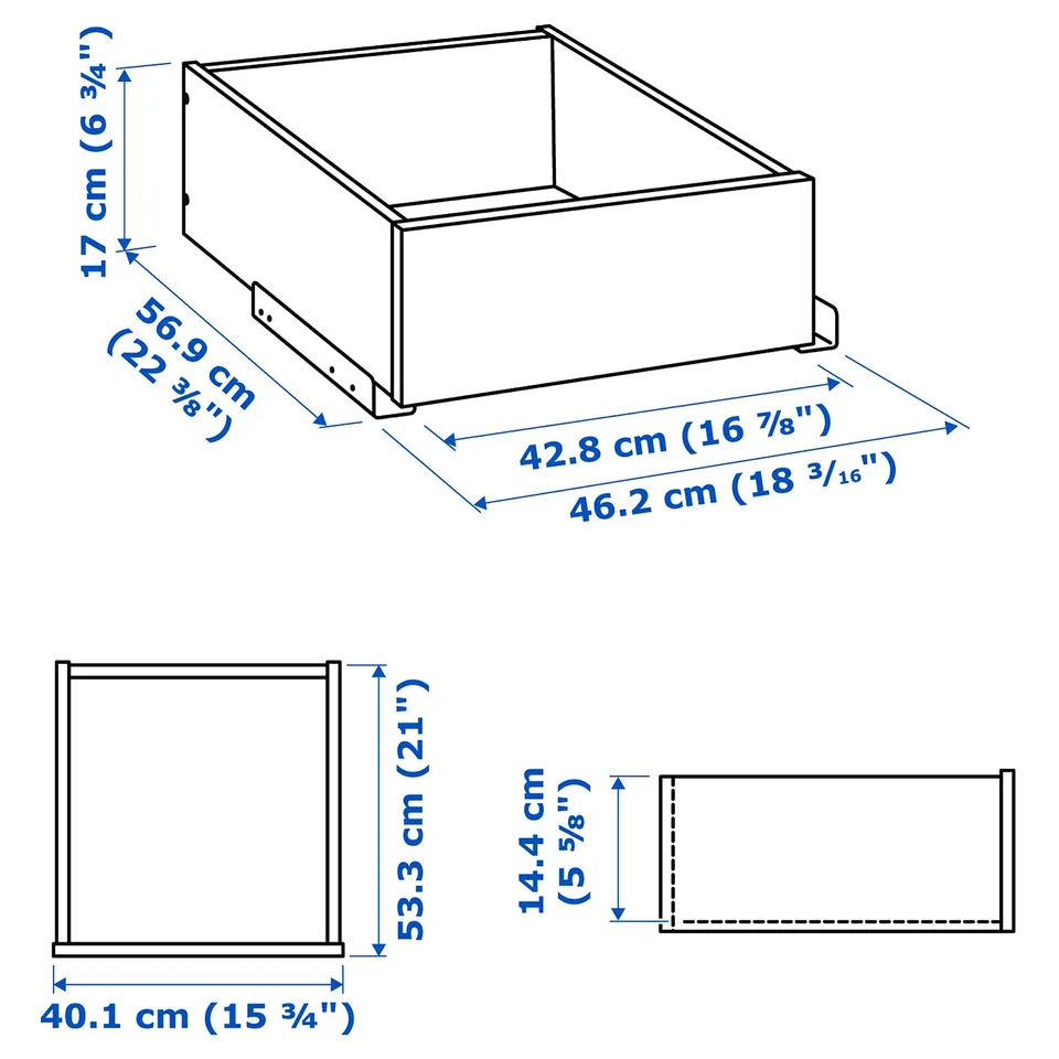 Illustration with measurements for the product: KOMPLEMENT.