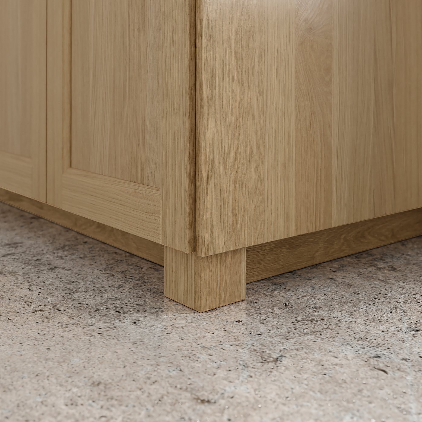 Wooden kitchen cabinet leg, part of VEDHAMN series, providing support and style.