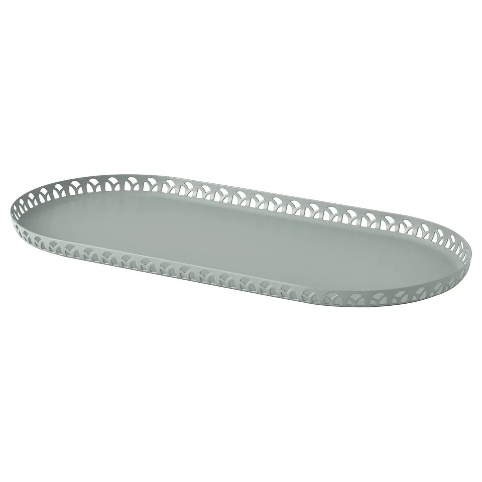 SNÖSISKA Candle dish, pale grey-green, 31x15 cm