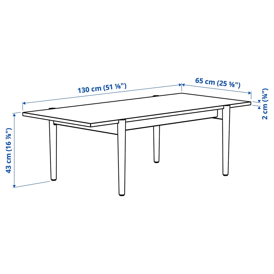 UGGLERUM Coffee table, walnut veneer, 130x65 cm