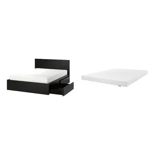 MALM/ÅKLABBEN Bed with 12cm thick mattress, latex, 5 comfort zones, medium firm
