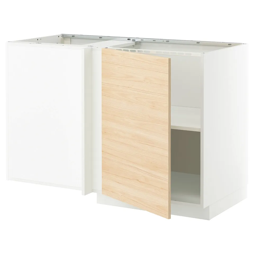 METOD kitchen unit in white with light ash door, square shape, minimalist design.