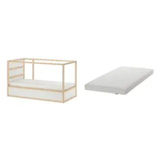 KURA/ÅFJÄLL set: reversible bed + foam mattress