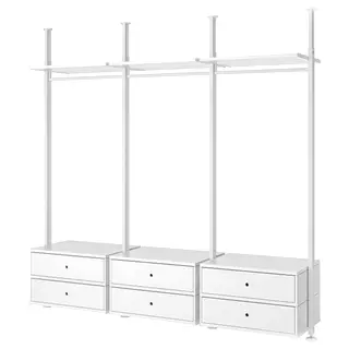 ELVARLI wardrobe combination, white, 258x51x222-350 cm