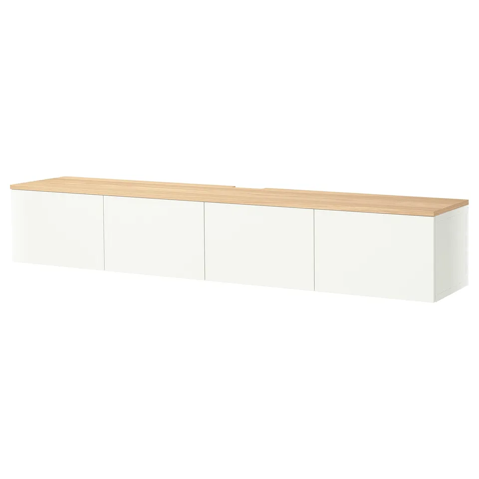 BESTÅ TV bench with doors, white/Lappviken white, 240x42x40 cm