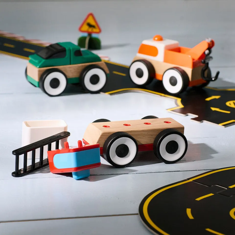 LILLABO 3-piece vehicle set, fire truck sports car/tow truck multicolour