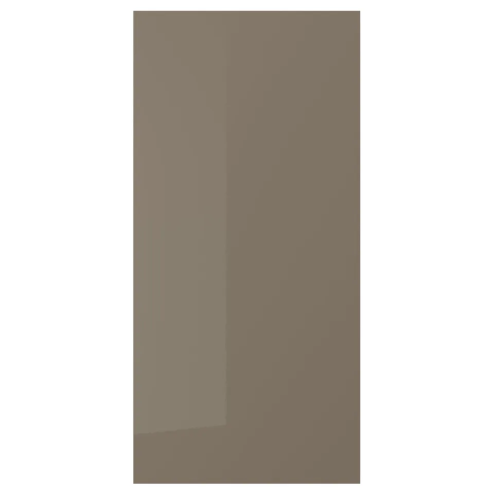 VOXTORP Cover panel, high-gloss dark grey-brown, 39x81 cm