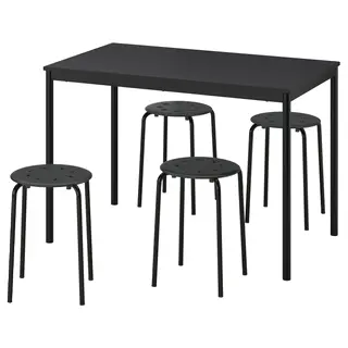 SANDSBERG / MARIUS table and 4 stools, black black/black, 110x67 cm
