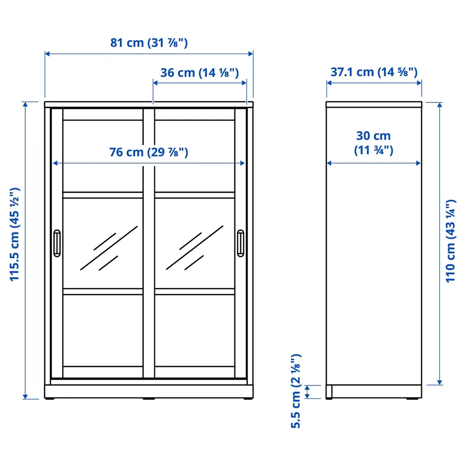 Illustration with measurements for the product: TONSTAD.