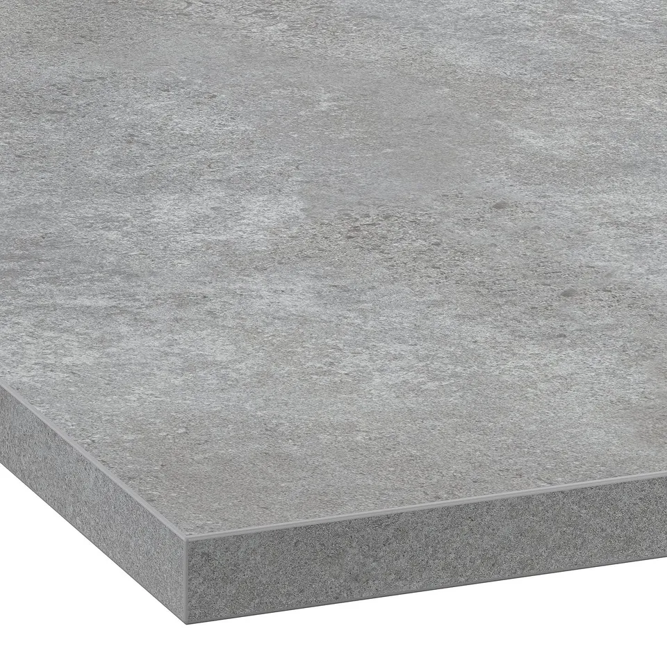 EKBACKEN Worktop, light grey concrete effect/laminate, 246x2.8 cm