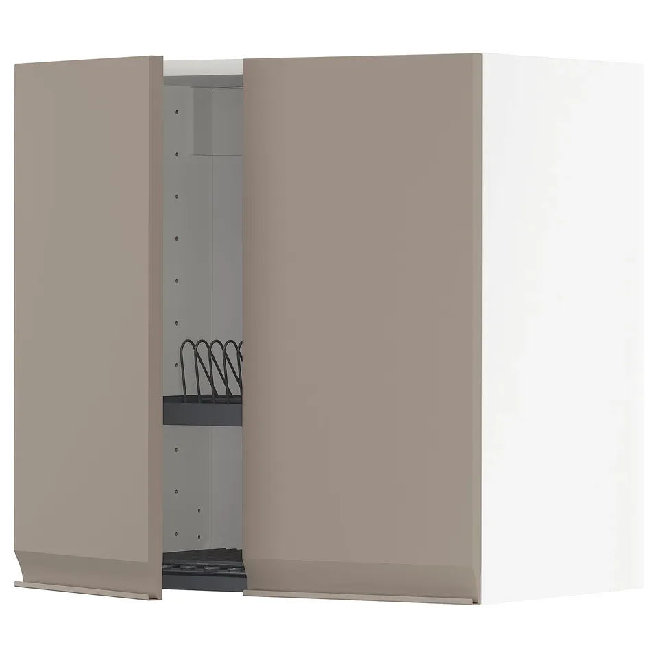 Modern kitchen wall cabinet in light grey with sleek design and integrated handle. An adjustable shelf and 25-year guarantee.