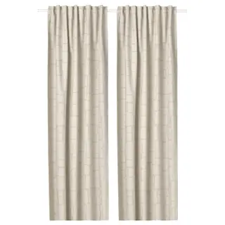 LÖNNSTÄVMAL block-out curtains, 1 pair, beige/with heading tape, 145x250 cm