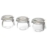 KORKEN jar with lid, clear glass, 13 cl
