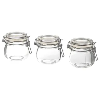 KORKEN jar with lid, clear glass, 13 cl