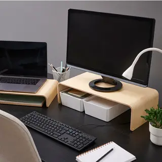 KUGGIS/VATTENKAR set: laptop/monitor stand + box with lid x2