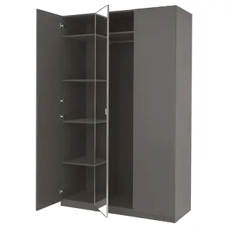 PAX / FORSAND/ÅHEIM wardrobe combination, dark grey/mirror glass, 150x60x236 cm