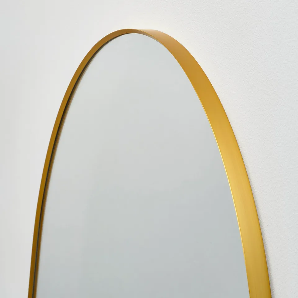 LINDBYN Mirror, gold-colour, 80x80 cm