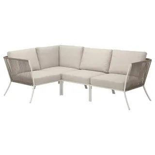 SEGERÖN corner sofa, 3-seat, outdoor white/beige/Frösön/Duvholmen beige