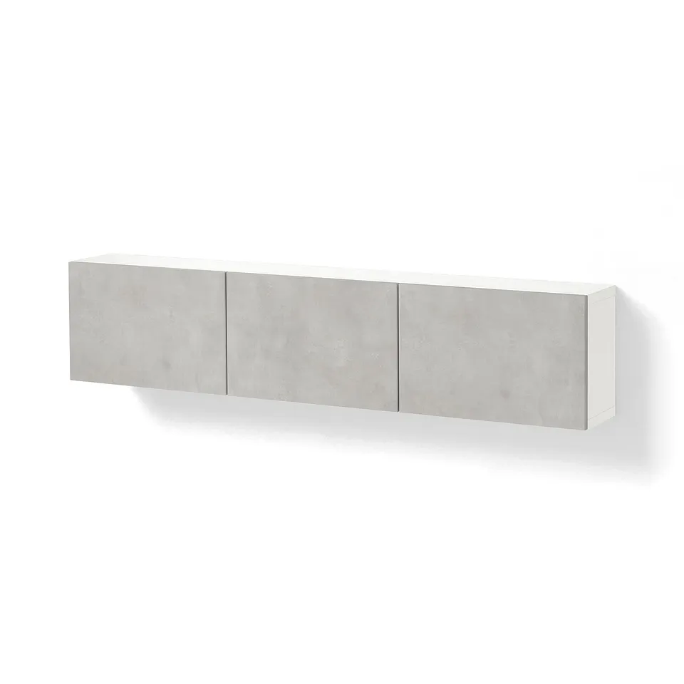BESTÅ Wall-mounted cabinet combination, white Kallviken/light grey concrete effect, 180x22x38 cm