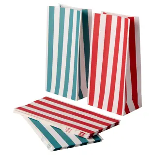 VINTERFINT paper bag, striped red/turquoise, 15x30 cm