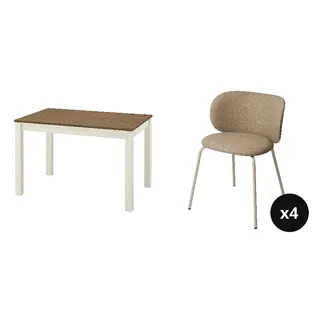 KRYLBO/ÅLHULT set: extendable table + chair x4
