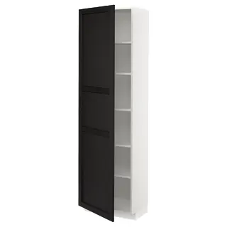 METOD high cabinet with shelves, white/Lerhyttan black stained, 60x37x200 cm