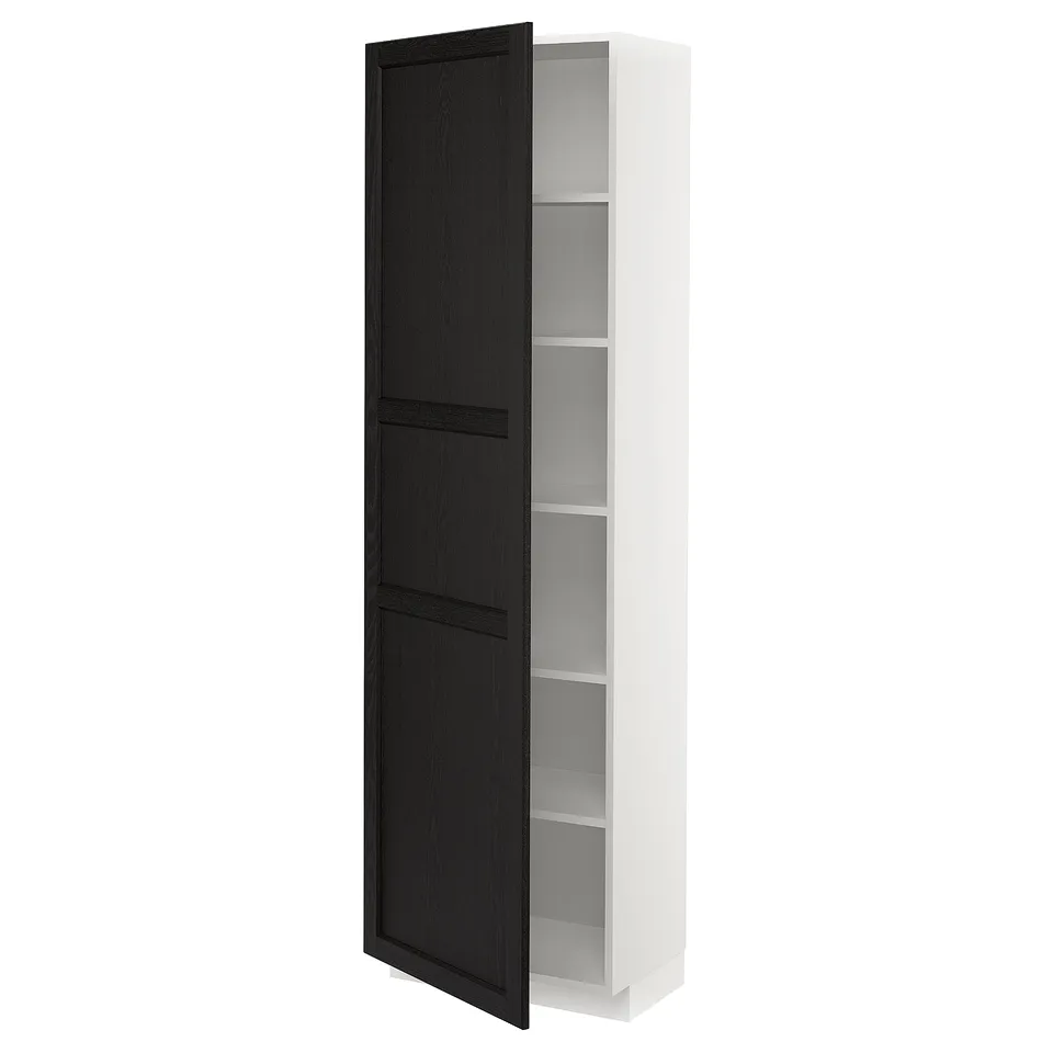 METOD kitchen cabinet with black stained door, adjustable shelves.