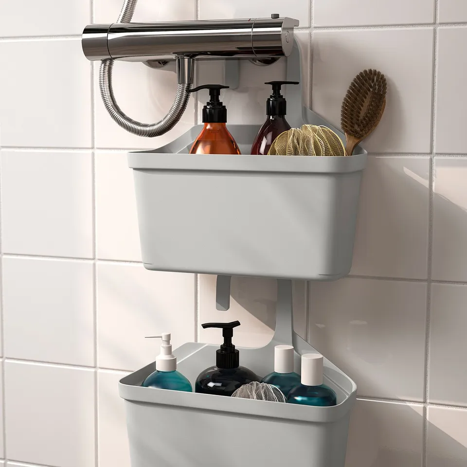 TÅNGHÄLLAN Shower basket, light grey, 29x31 cm