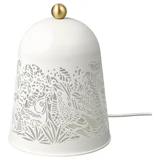 SOLSKUR LED table lamp, white/brass-colour, Height 21 cm