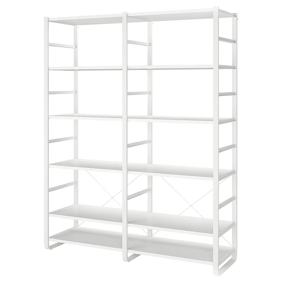 ELVARLI white shelf unit, modular & adjustable, metal frame & shelves.