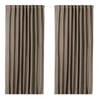 VILBORG room darkening curtains, 1 pair, dark grey-beige/with heading tape, Length 250 x Width 145 cm
