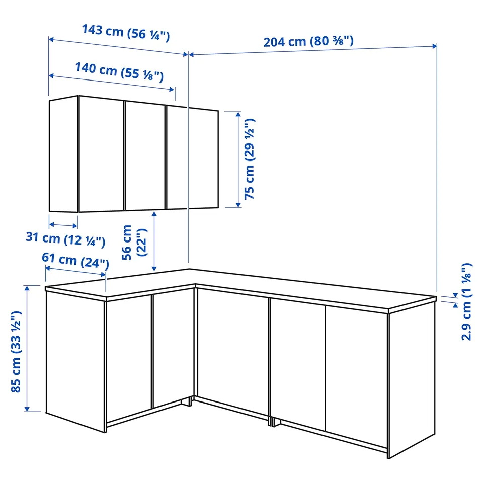 Illustration with measurements for the product: KNOXHULT.