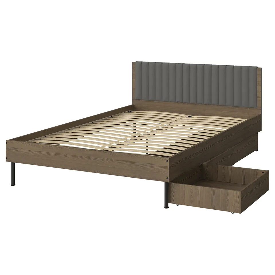 part: BRUKSVARA bed frame with 3 storage boxes