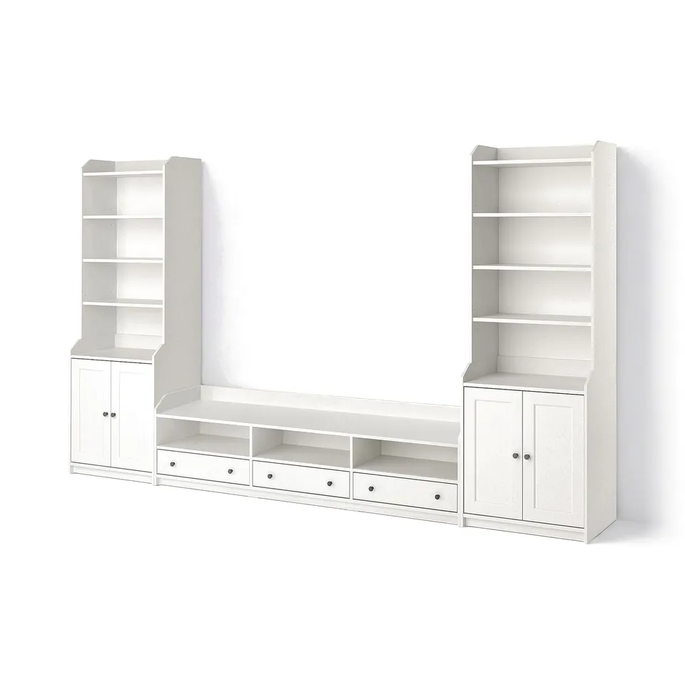 HAUGA TV/storage combination, white, 346x46x199 cm