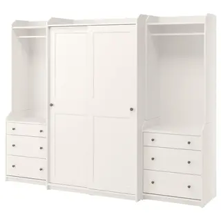 HAUGA wardrobe combination, white, 258x55x199 cm