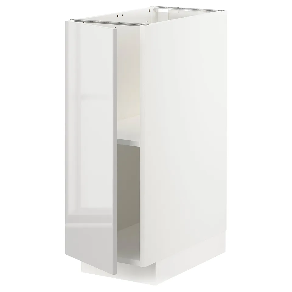 White METOD kitchen cabinet with glossy grey inset, rectangular shape, modern design.