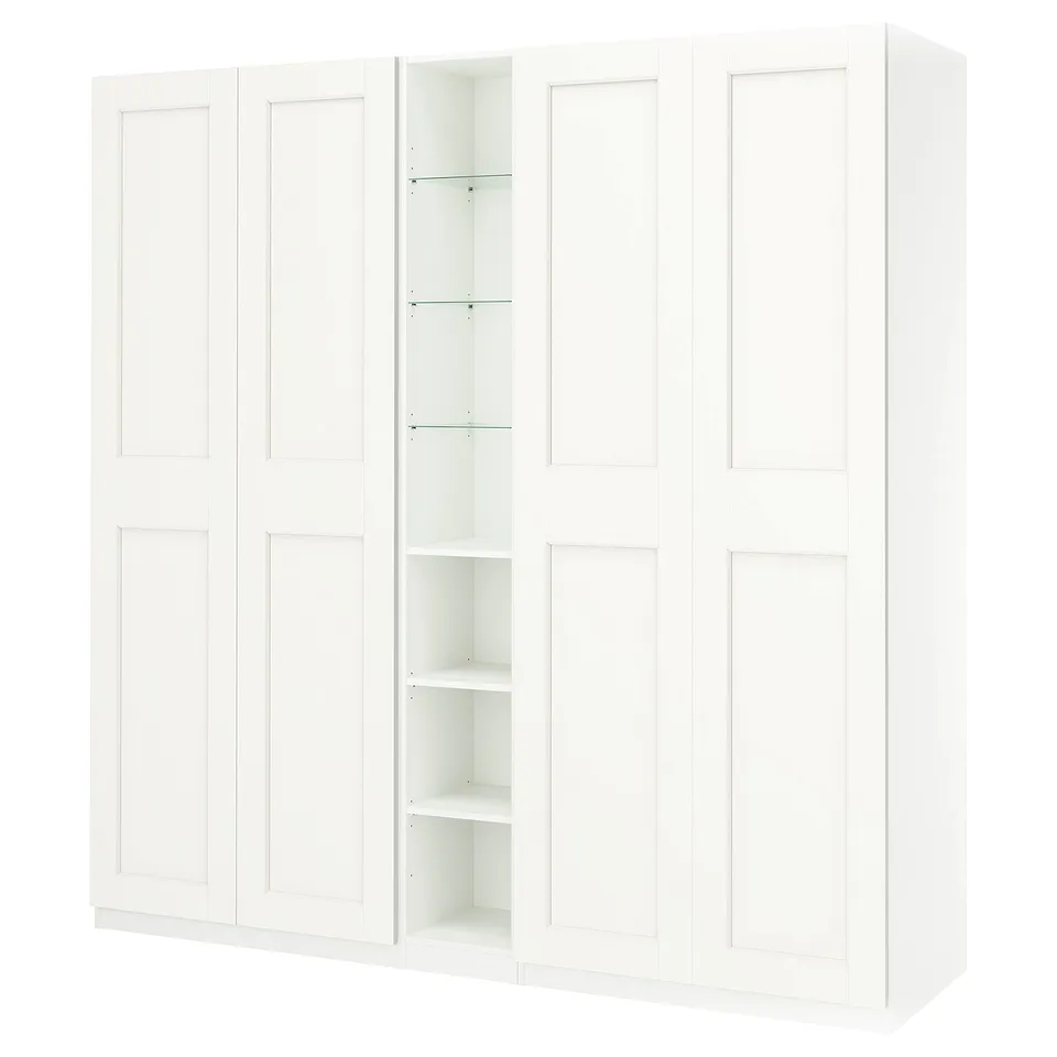 PAX / GRIMO Wardrobe combination, white white/white, 235x60x236 cm