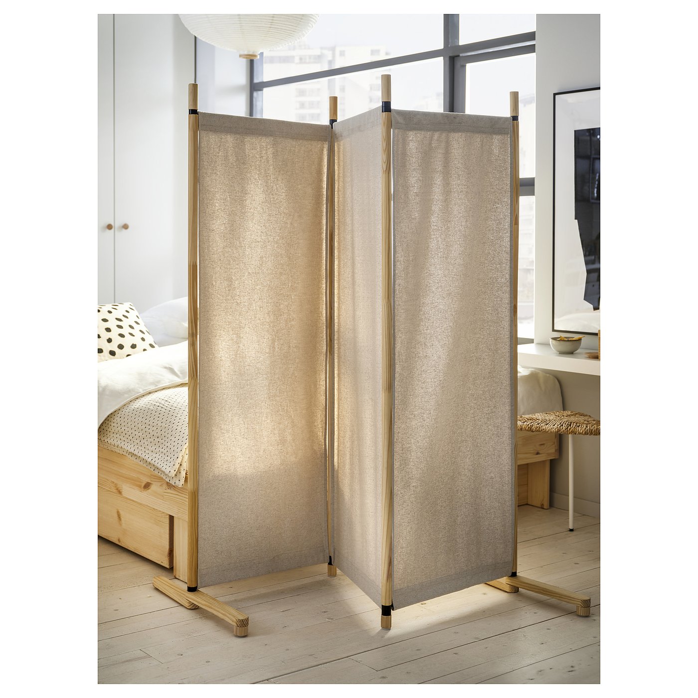 GLAMBERGET Bedroom furniture, set of 2, pine/Katorp beige, 80-160x200 cm